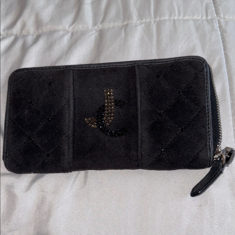 Vintage juicy couture wallet suede black and blue interior